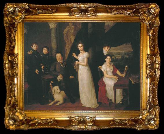 framed  Vasily Tropinin Family portrait of counts Morkovs,, ta009-2